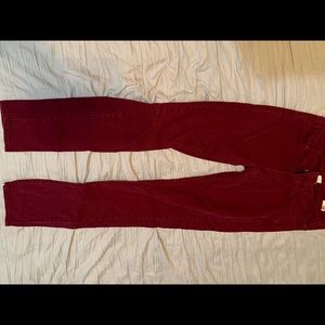 Maroon denim skinny jeans